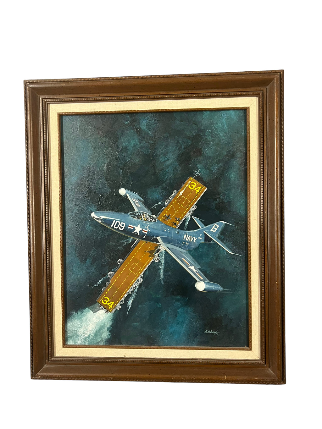 1984 US Navy Jet Fighter Painting USS Oriskany