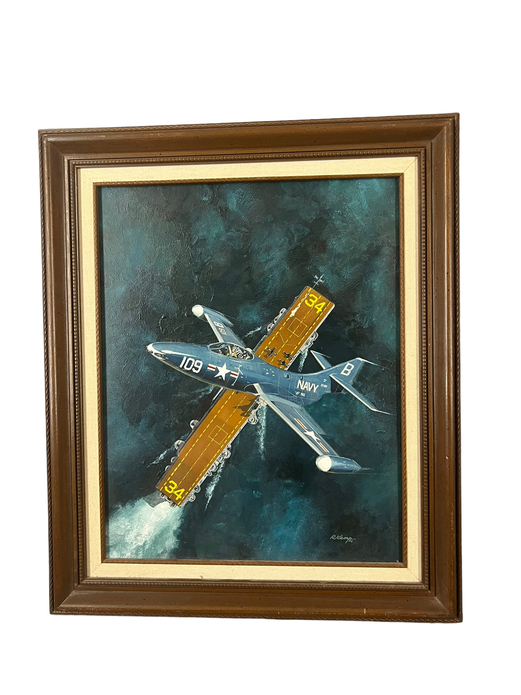 1984 US Navy Jet Fighter Painting USS Oriskany
